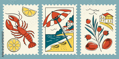 A collection of aged vintage postage stamps featuring birds, some with a clear postmark, perfect for philately enthusiasts