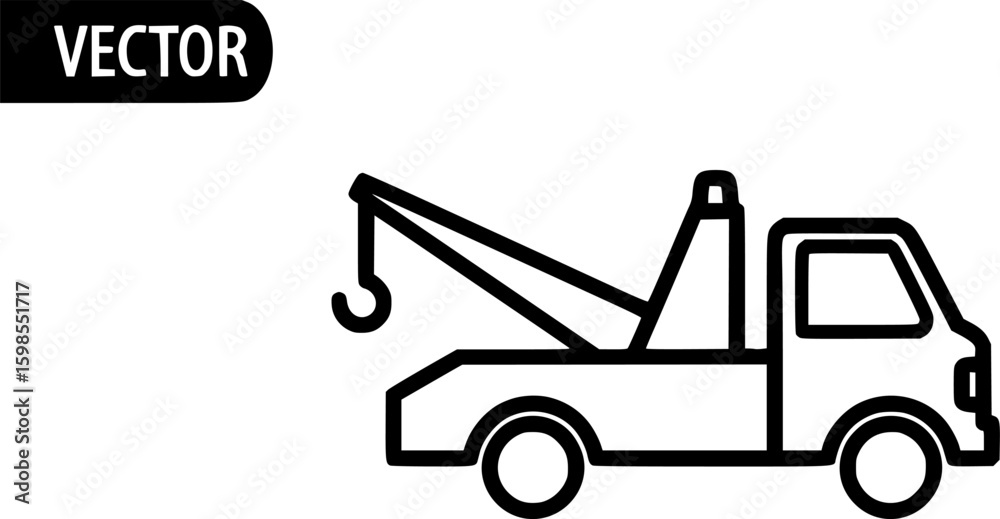 Naklejka premium Tow truck outline icon vector 