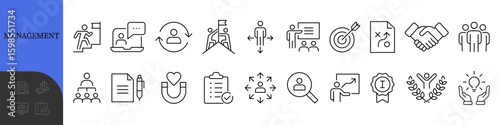 Management Line Editable Icons set. Vector illustration in modern thin line style of business icons: functions, principles, goals, and more. Pictograms and infographics for mobile apps