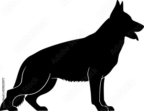 German shepherd dog breed black silhouette logo set
