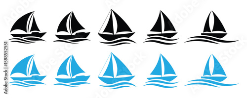 set of sailing boats vector. yacht icon set vector isolated on white background 
