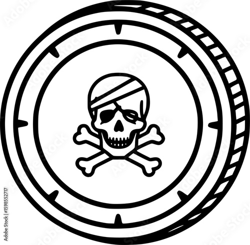 Minimal vector icon of pirate coin
