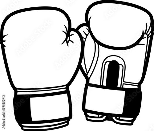 Minimalist vector of boxing gloves with bold outlines
