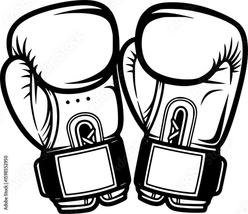 Minimalist vector of boxing gloves with bold outlines
