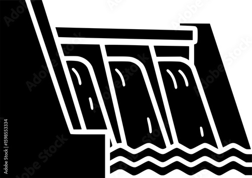 Minimalist hydroelectric dam icon design
