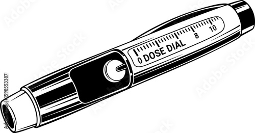 Diabetes insulin pen with dose dial icon
