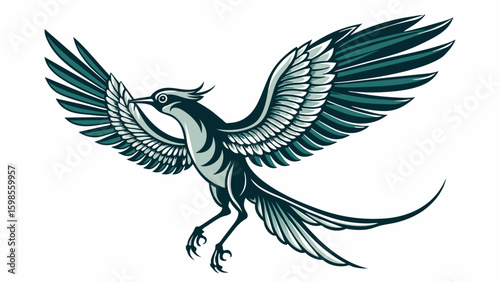 A detailed sketch of a bird in flight the artist mimicking the birds graceful movements as they immerse themselves in the process.. Vector illustration