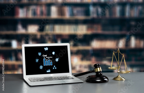 Cost reduction, cost saving concept shown on computer screen brisk, corporate business efficiently save cost and company resources by reduction of unnecessary expenses