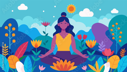 A lyrical meditation on the calming presence of a flower garden its vibrant colors and soothing fragrances.. Vector illustration