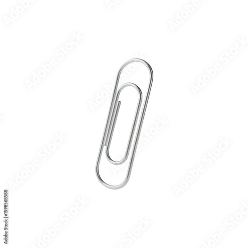 Silver paperclip isolated on a transparent background 