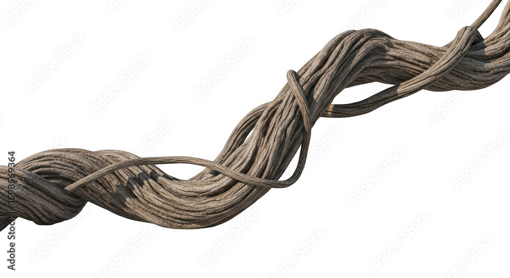 A gnarled and twisted brown vine isolated on transparent background A gnarled and twisted brown vine isolated on transparent background