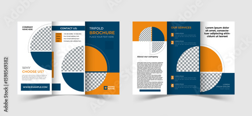  Creative corporate business trifold brochure template design with geometric shape