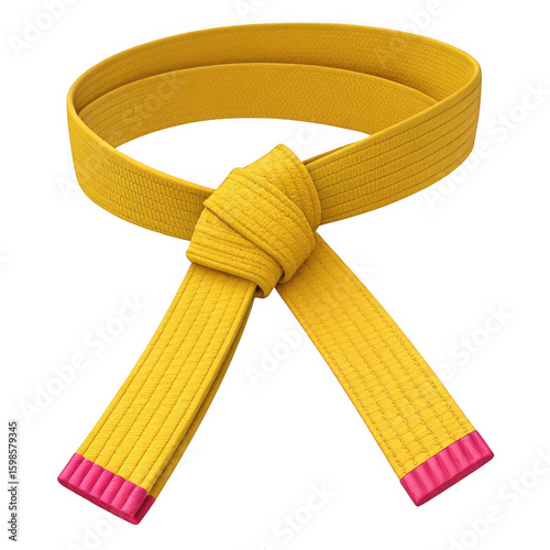 Yellow martial arts belt isolated on transparent background