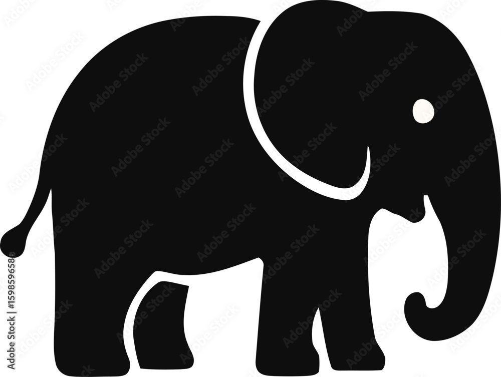 Fototapeta premium Bold Black Elephant Silhouette Illustration Iconic Animal Symbol for Design and Nature Concepts
