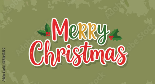 Merry Christmas typography displayed for holiday cards and designs, with simple text evoking a festive and cheerful mood. Merry Christmas artwork is perfect for seasonal greetings and wishes.