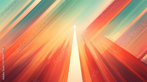 Colorful background with a white arrow pointing upwards