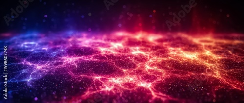 Colorful background with red and blue swirls and a lot of sparkles