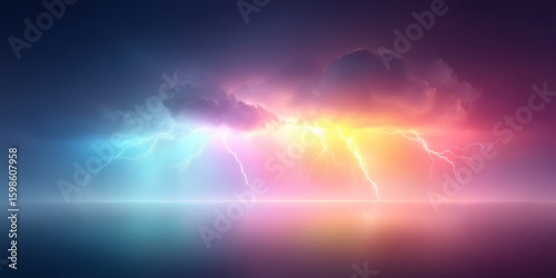Colorful sky with a stormy sky and a rainbow