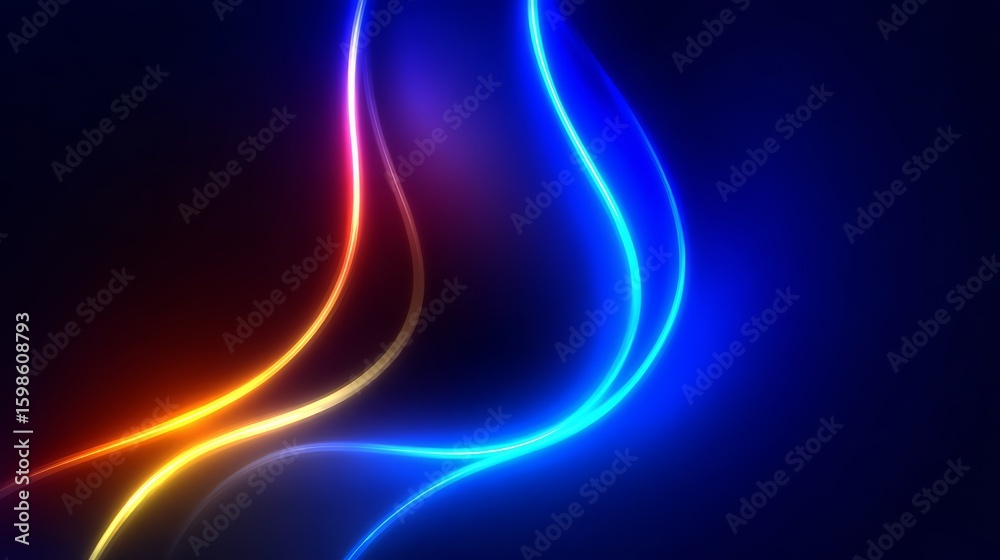 Fototapeta premium Colorful, glowing line is shown on a dark background