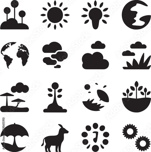 Nature elements growth weather celestial body vector