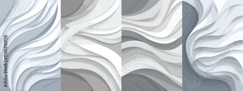 Elegant Abstract Waves in Monochrome Shades of Gray