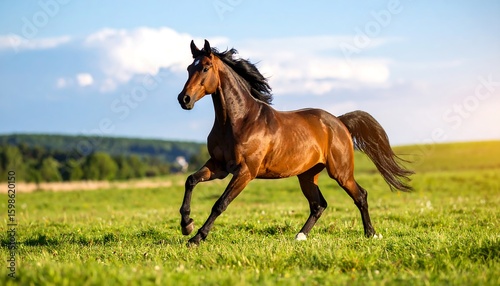 Majestic horse galloping across a field
