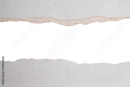 Horizontal tear in silver paper background
