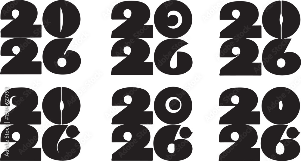 Bold numbers twenty six variations vector