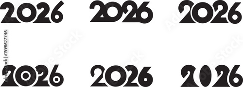 Bold black numbers twenty six variations typography graphic design