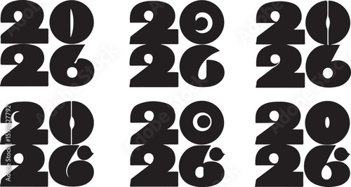 Bold numbers twenty six variations vector