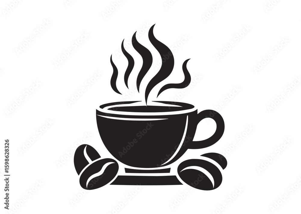 Obraz premium Hot Coffee Cup silhouette vector illustration