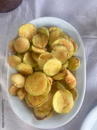 zucchini fried vegetables fresh healthy meal food snack diet on the table