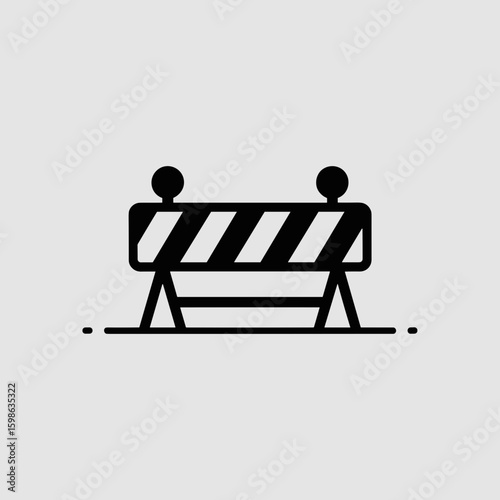 Road Closed Icon Construction Barrier Illustration
