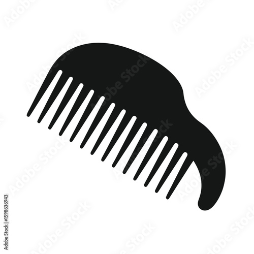 Clean silhouette of a wide tooth detangling comb with rounded edges