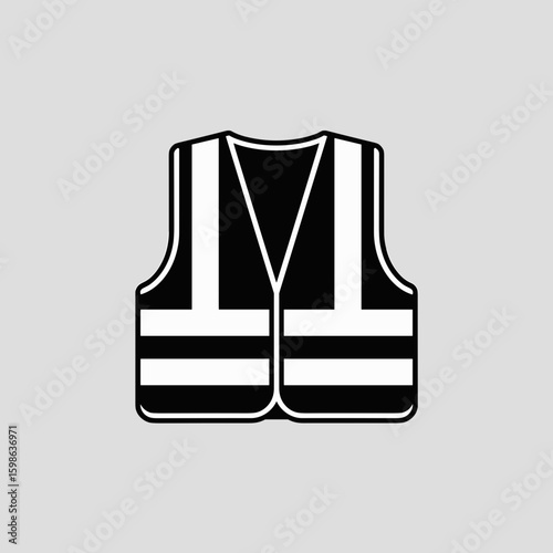 Safety First A Black and White Icon of a High-Visibility Vest for Workplace Protection