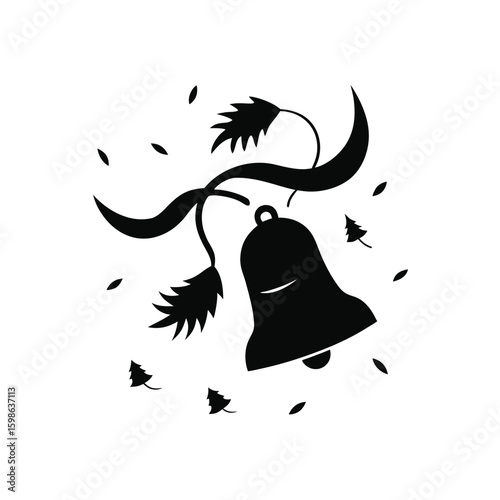 Elegant silhouette of ringing bells with graceful flowing accents