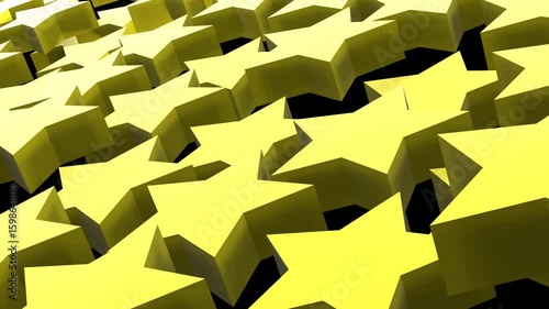 Seamless 3D up down yellow stars animation background.