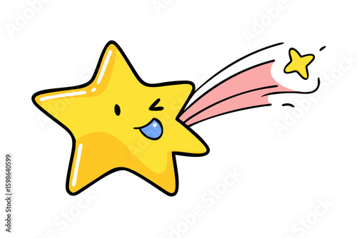 Cute winking star character with a pink trail and smaller star