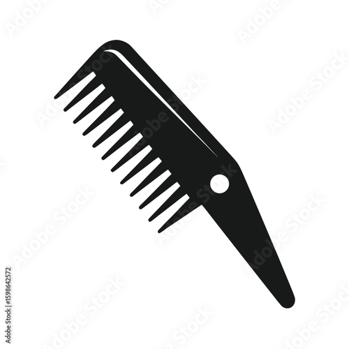 Minimalist silhouette of a folding comb partially open in vector format
