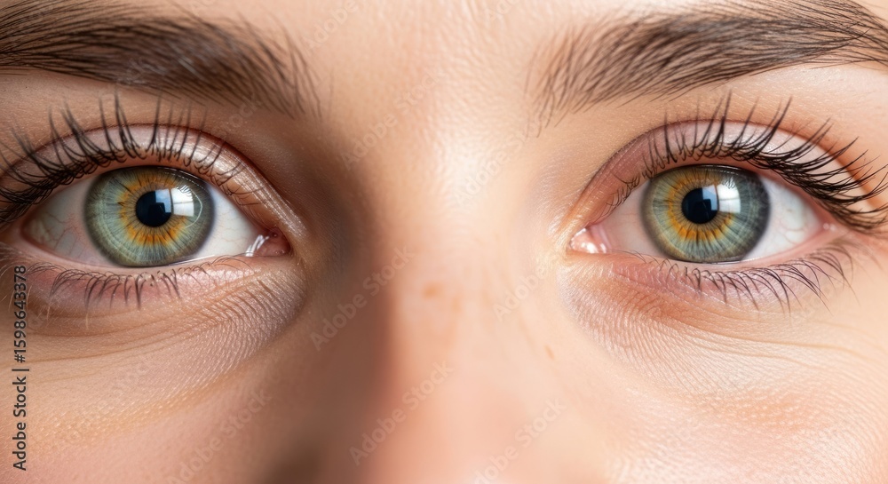 Naklejka premium Close-up of eyes, hazel and green tones