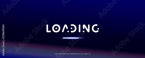 Futuristic Loading Data Typography with Glowing HUD Bar Effect, Ideal for Tech Startups, Hacker Interfaces, or Sci-Fi Game Design. Clean Minimal Cyber Style Alphabet. Vector Illustration