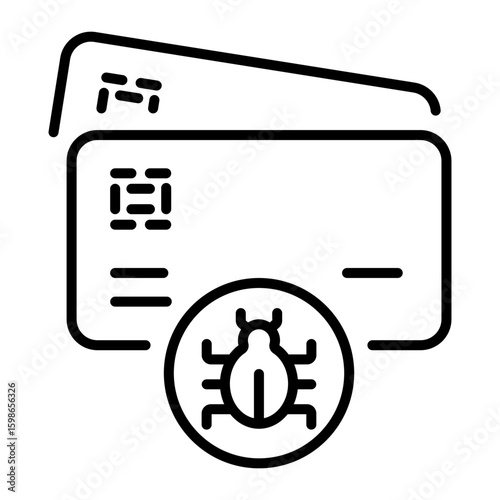 A linear style icon representing card virus