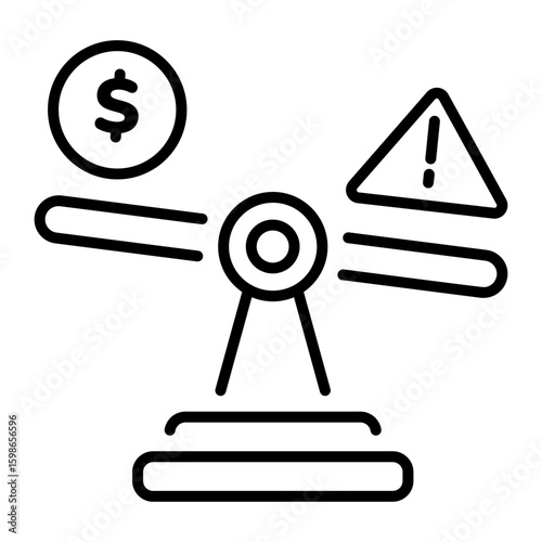 An outline style icon depicting financial risk