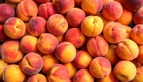 Ripe peaches tightly packed