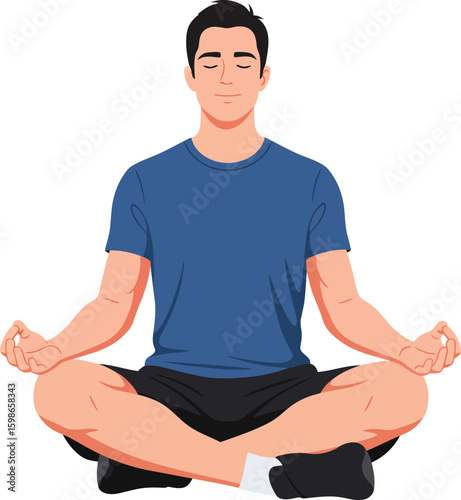 Man meditating in lotus pose yoga relaxation