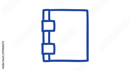 report cover spine, Simple blue notebook illustration with clasp bindings  