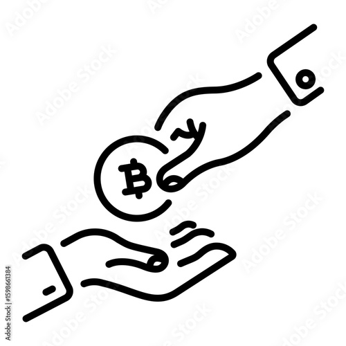 A linear style icon representing give bitcoin