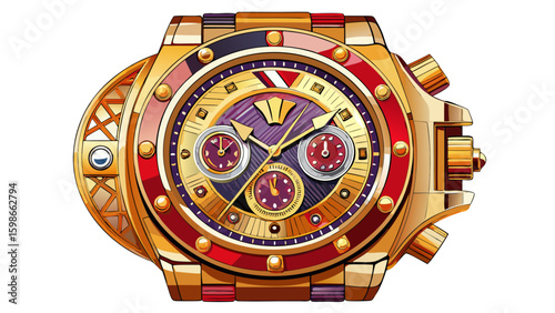 Very beautiful Luxury wrist watch on white background. Fashion accessory white background, 