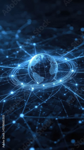 Planet earth rotating showing global network connections and data exchange