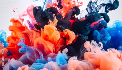 Vibrant swirling colors in liquid